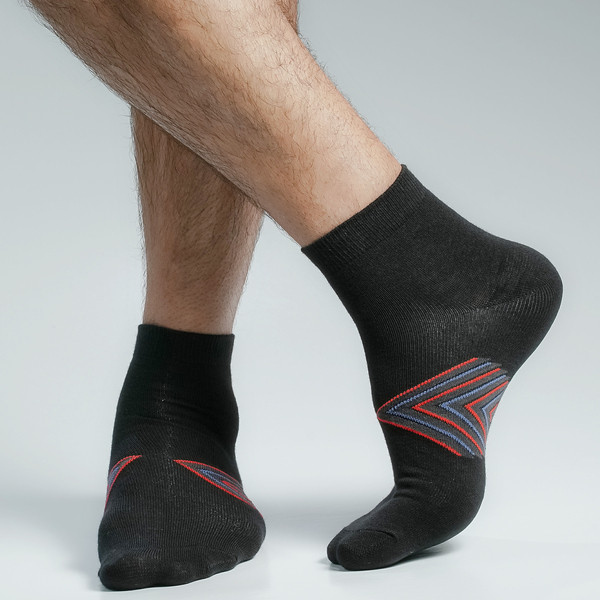 Black Color Casual Ankle Socks [mb129-men-A-04bl]