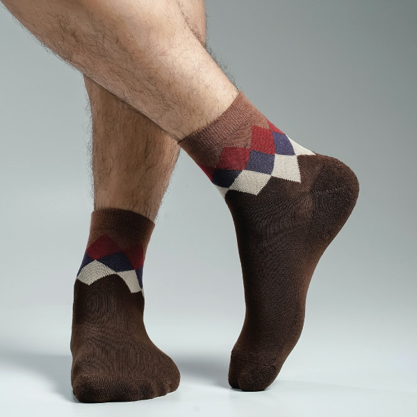 Chocolate Color Premium Half-Terry Casual Ankle Socks [spremium-men-A-03ch]