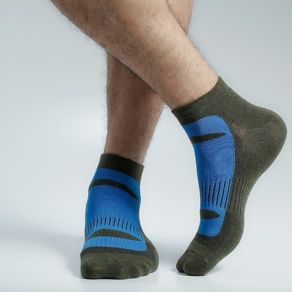 Blue & Olive Color Sports Ankle Socks [mb159-men-A-02blue]