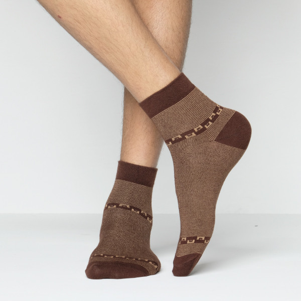 Chocolate Color Casual Spun Polyester Socks [sfeel-men-A-03ch]