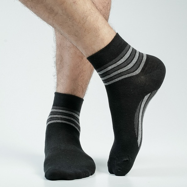 Black Color Casual Cotton Socks [bstar-men-A-24bl]