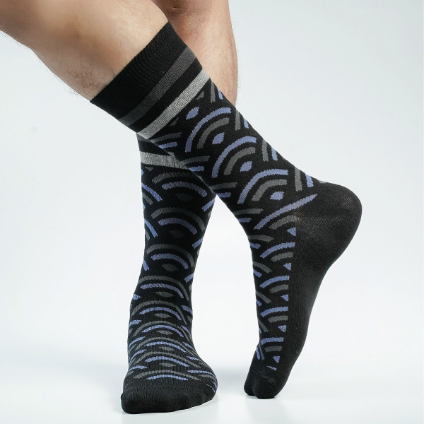 Black Color Casual Long Socks [sviara-men-L-17bl]