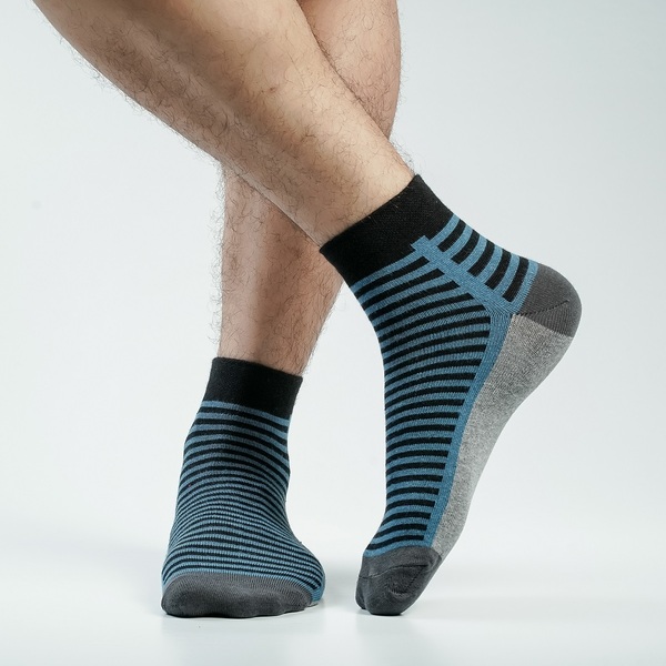 Black & Gray Casual Ankle Socks [appleplus-men-A-09bl2]