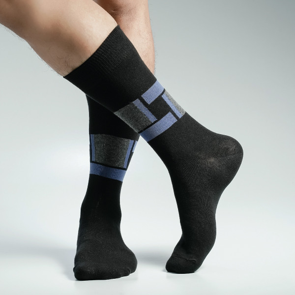 Black Color Casual Socks  [superdog-men-L-35bl]