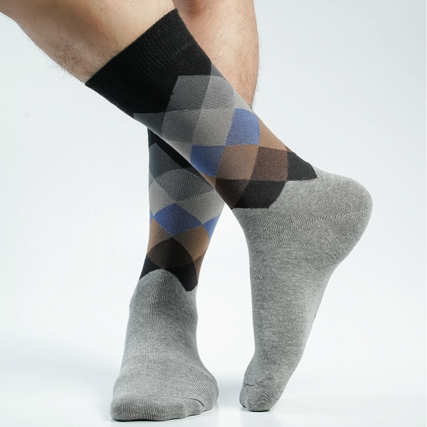 Ash Color Premium Casual Long Socks [mb219-men-L-07as]
