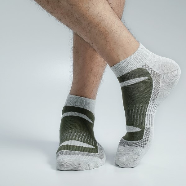 Olive & Ash Color Sports Ankle Socks [mb159-men-A-02ol]