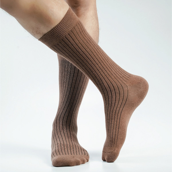 Brown Color Premium Formal Long Socks [mb159-men-L-05br]