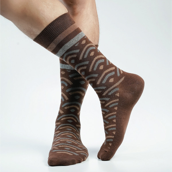 Chocolate Color Casual Long Socks [sviara-men-L-17ch]