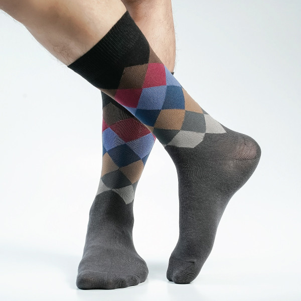 Charcoal Color Premium Casual Long Socks [mb219-men-L-03chr]