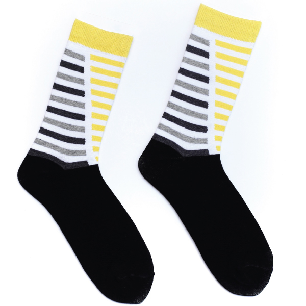 Black & Yellow Color Casual Long Socks [mb179-women-L-03]