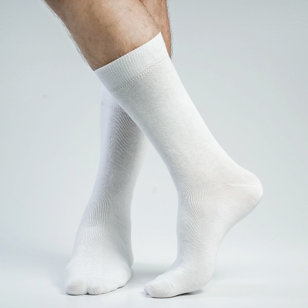 White Color Premium Formal Long Socks [mb159-men-L-06wh]