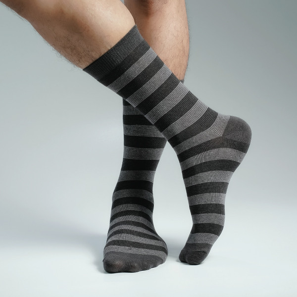Charcoal Color Premium Casual Long Socks [mb129-men-L-05]