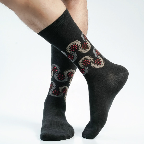 Black Colour Casual Long  Socks [stmiles-men-L-15bl]