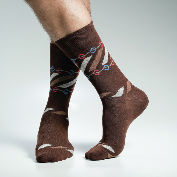 Chocolate Color Casual Long Socks [action-men-L-03ch]
