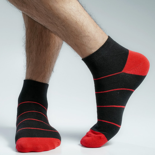 Black Color Casual Ankle Socks [mb139-men-A-03bl]