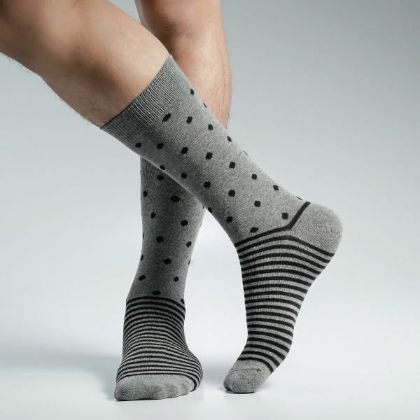 Ash Color Casual Socks  [superdog-men-L-37as]