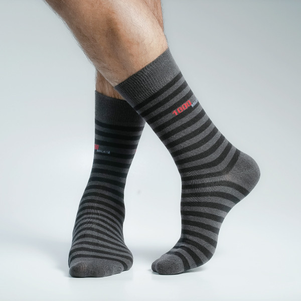 Charcoal Colour Casual Long  Socks [stmiles-men-L-07chr]
