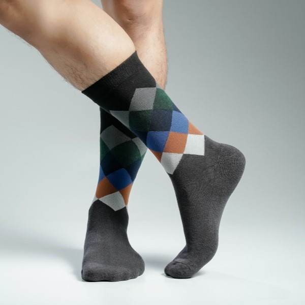 Charcoal Color Premium Half-Terry Casual Long Socks [spremium-men-L-03chr]