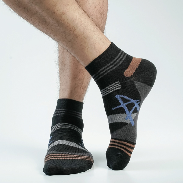 Black Color Casual Ankle Socks [speed-men-A-21bl]