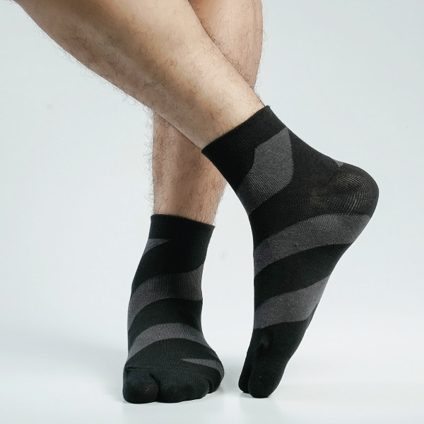 Black Color Casual Finger Socks [mb189-men-finger-02bl]