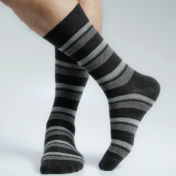 Black Color Casual Long Socks  [swan-men-L-48bl]