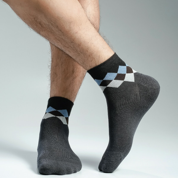 Charcoal Color Premium Half-Terry Casual Ankle Socks [spremium-men-A-03chr]