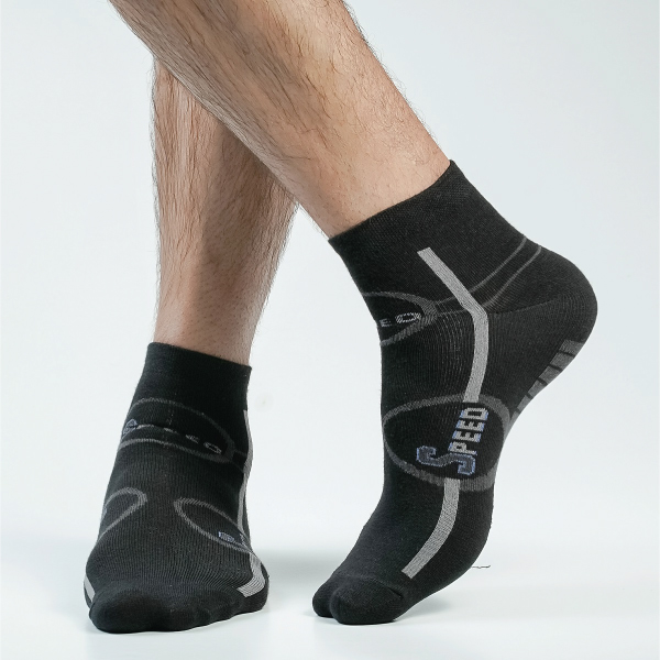 Black Color Casual Ankle Socks [speed-men-A-19bl]