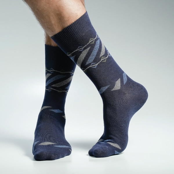 Navy Blue Color Casual Long Socks [action-men-L-03na]