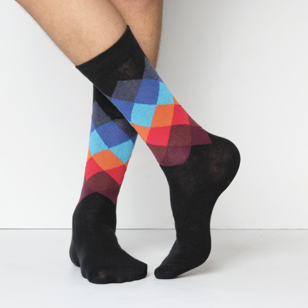 Black Color Premium Casual Long Socks [mb219-men-L-01bl]
