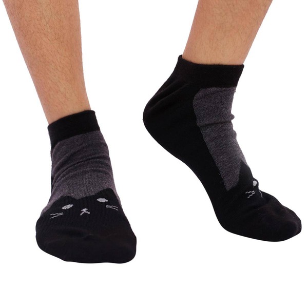Black & Charcoal Color Casual Ankle Socks [mb119-women-A-01]