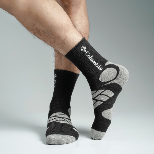 Black & Ash Color Premium Full-Terry Sports Quarter Socks [mb249-men-L-25]