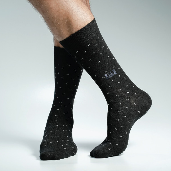 Black Color Formal Long Socks [action-men-L-02bl]