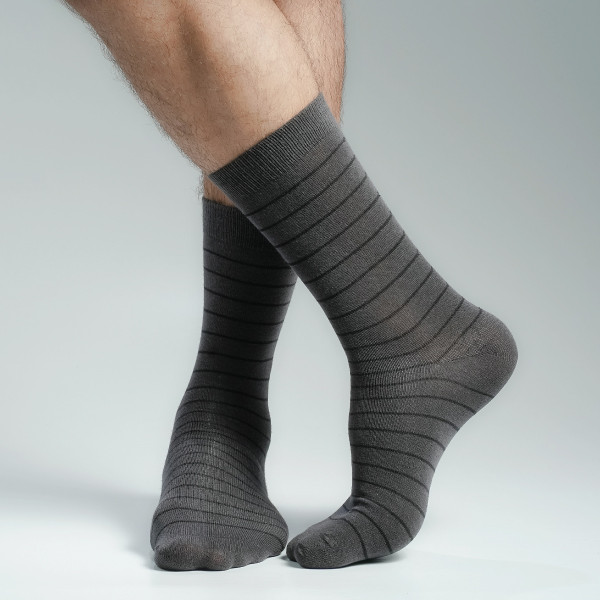 Charcoal Color Premium Formal Long Socks [mb139-men-L-01chr]