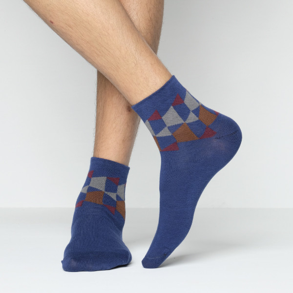 Navy Color Casual Ankle Socks  [mb199-men-A-04na]