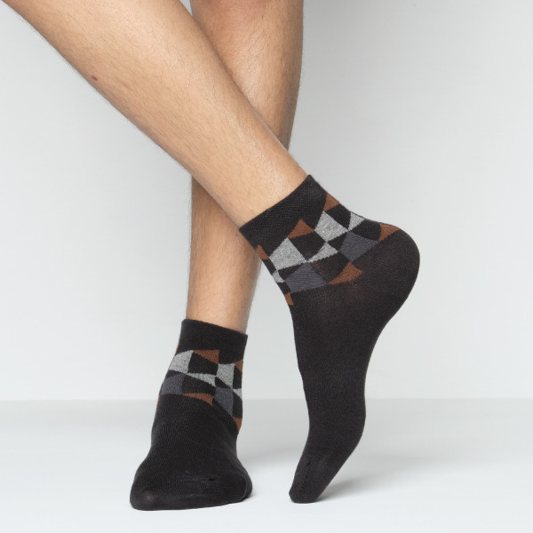 Black Color Casual Ankle Socks  [mb199-men-A-04bl]