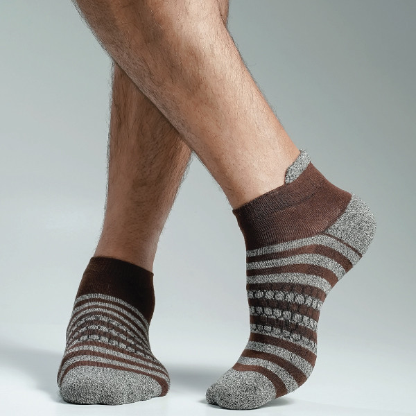 Chocolate Color Premium Half-Terry Sports Ankle Socks [spremium-men-A-01ch]