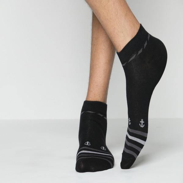 Black Color Casual Spun Polyester Socks [proman-men-A-03bl]