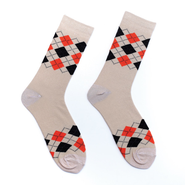 Beige Color Casual Long Socks [mb199-women-L-10]