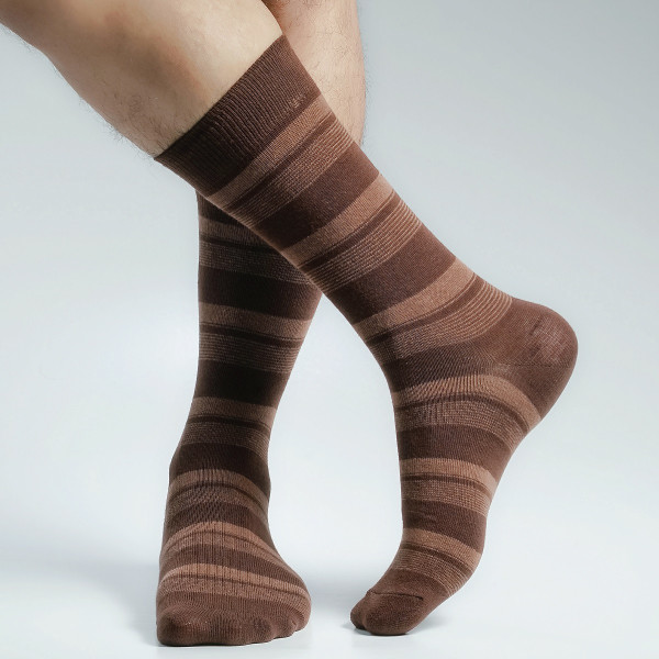 Chocolate Color Casual Long Socks  [swan-men-L-48ch]