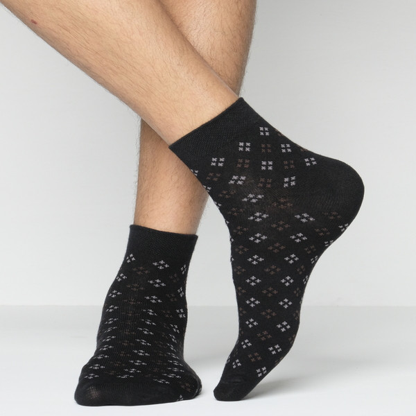 Black Color Casual Spun Polyester Socks [sinf-men-A-02bl]