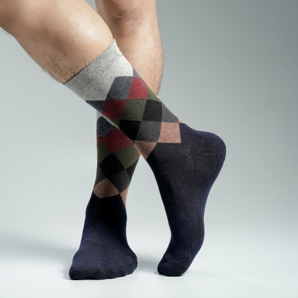 Navy Color Premium Half-Terry Casual Long Socks [spremium-men-L-03na]