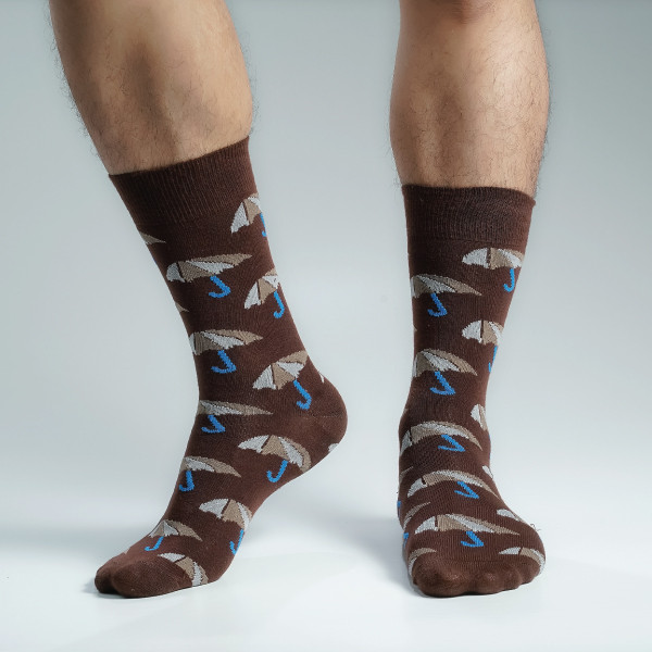 Chocolate Color Casual Long Socks [mb249-men-L-27ch2]