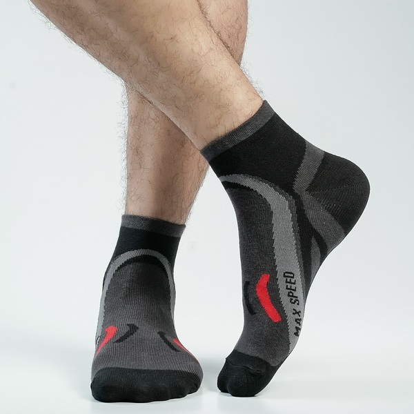 Black Color Casual Ankle Socks [speed-men-A-14bl]