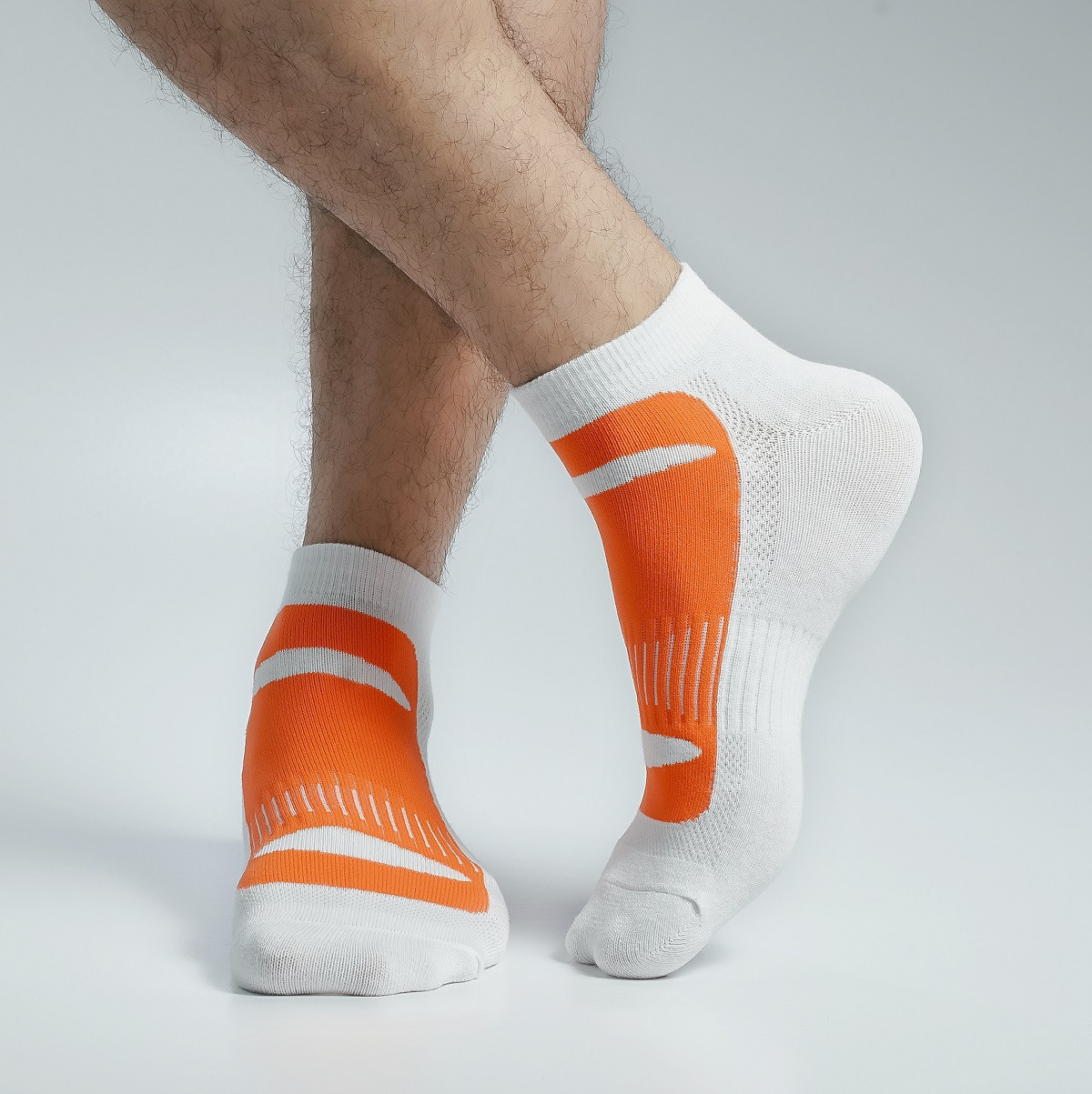 Orange & White Color Sports Ankle Socks [mb159-men-A-02or]