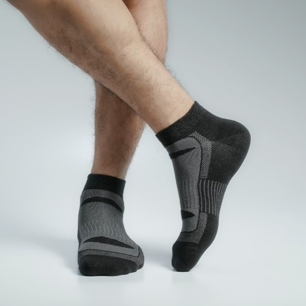 Charcoal & Black Color Sports Ankle Socks [mb159-men-A-02chr]