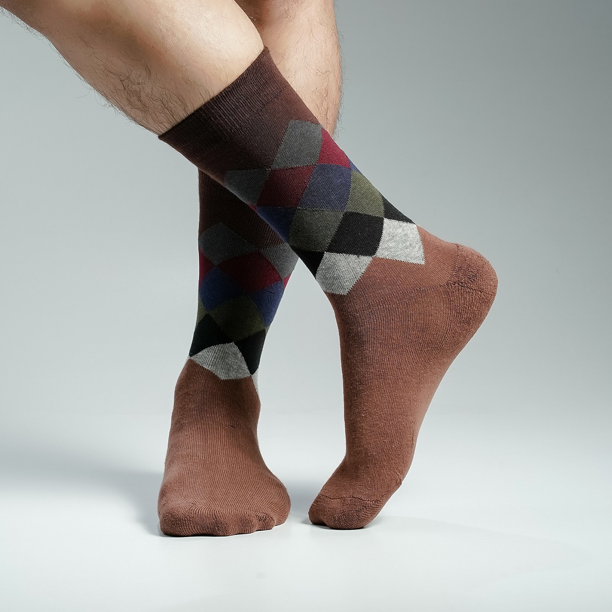 Brown Color Premium Half-Terry Casual Long Socks [spremium-men-L-03br]