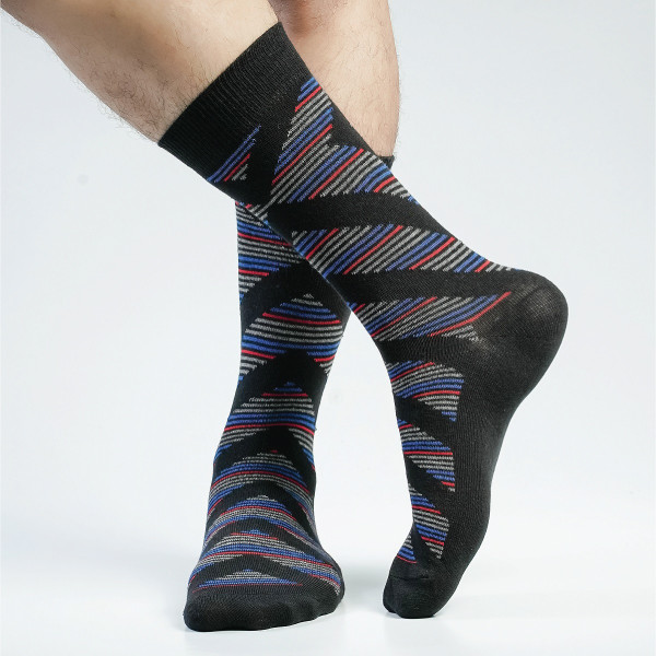 Black Color Casual Long Socks [stmiles-men-L-18bl]