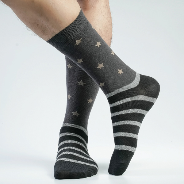 Charcoal Color Premium Casual Long Socks [mb199-men-L-17chr]