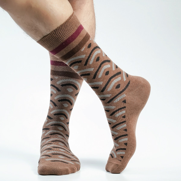 Brown Color Casual Long Socks [sviara-men-L-17br]