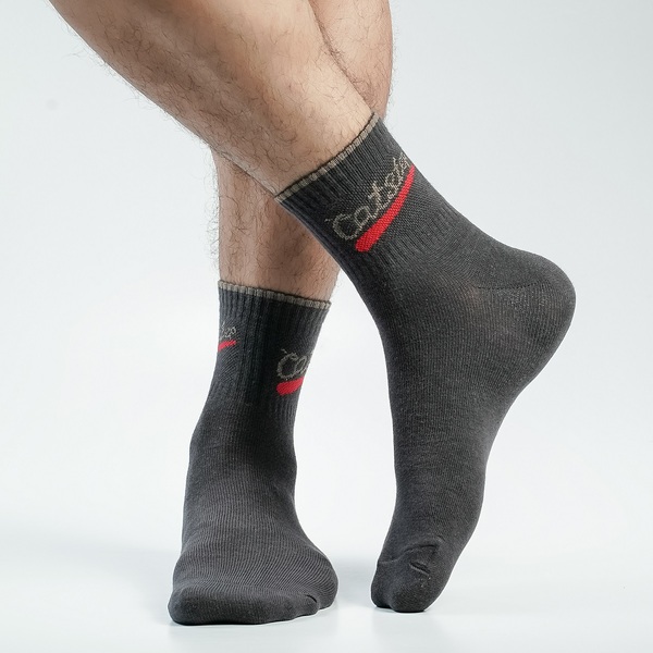 Charcoal Color Casual Quarter Socks [catstep-men-A-05chr]